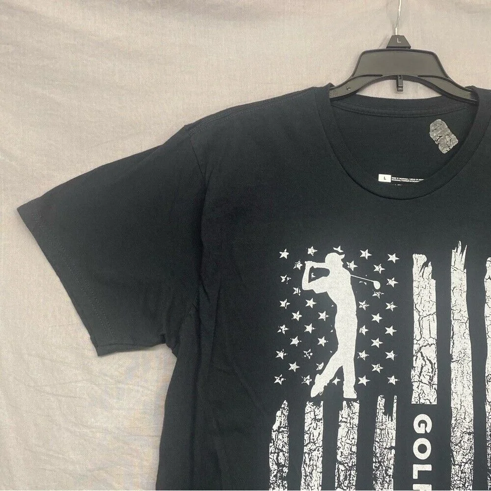 Golf American‎ Flag Graphic Print T-Shirt Black Men Size | L